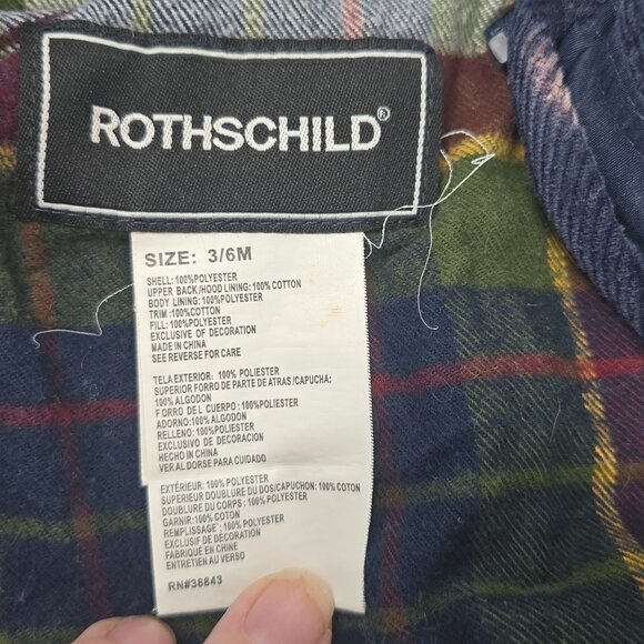 Baby Rothschild Quilted Snowsuit Navy 3/6M Hooded Winter One-Piece - Picture 6 of 9